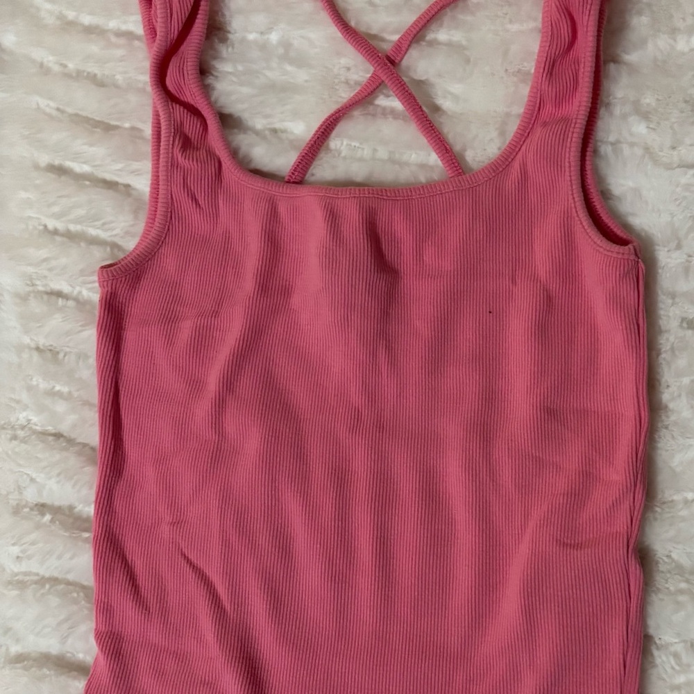 Pink Ribbed Tank Top